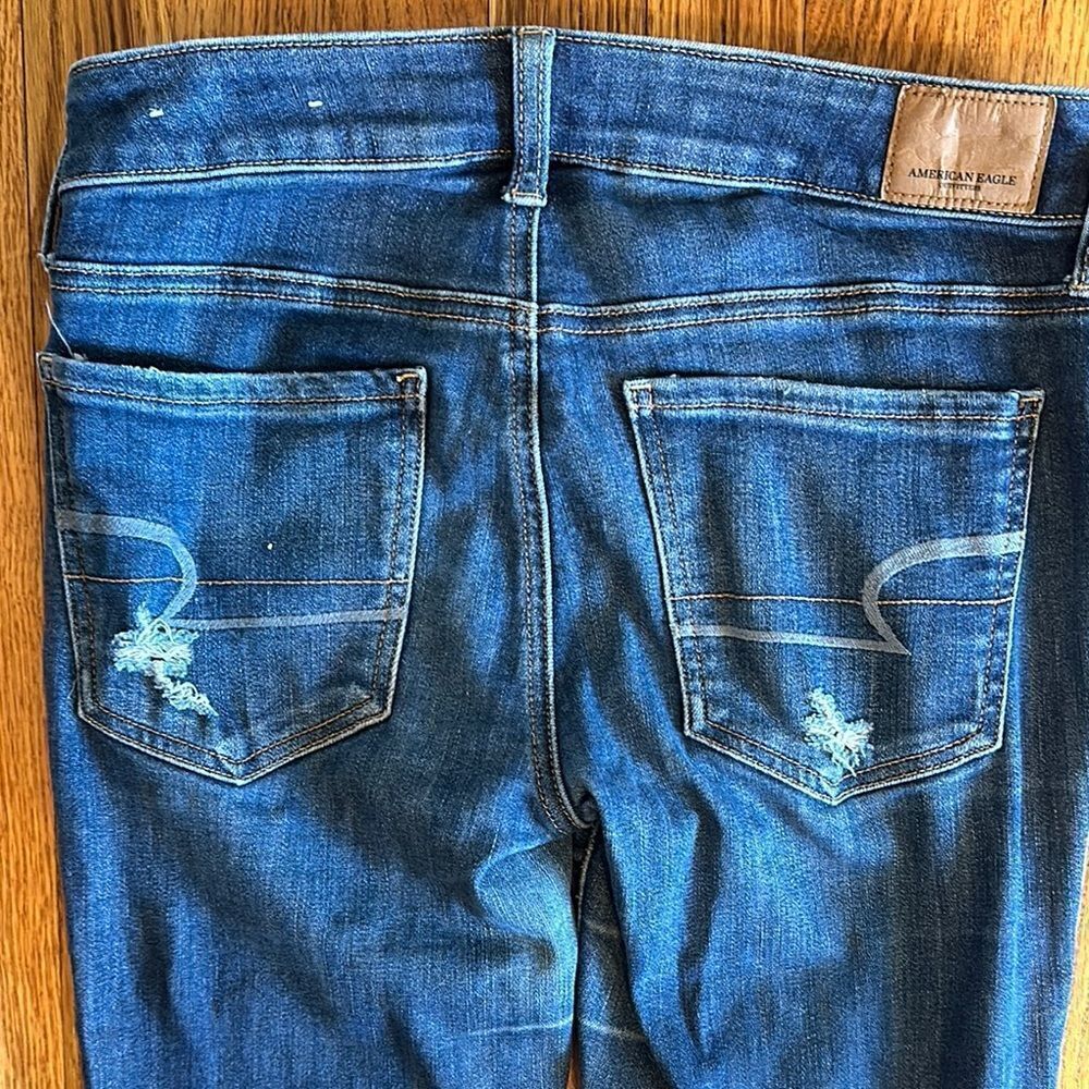 American Eagle Outfitters Women's Distressed Blue Jeans Skinny Jeggings 6 - Picture 7 of 9